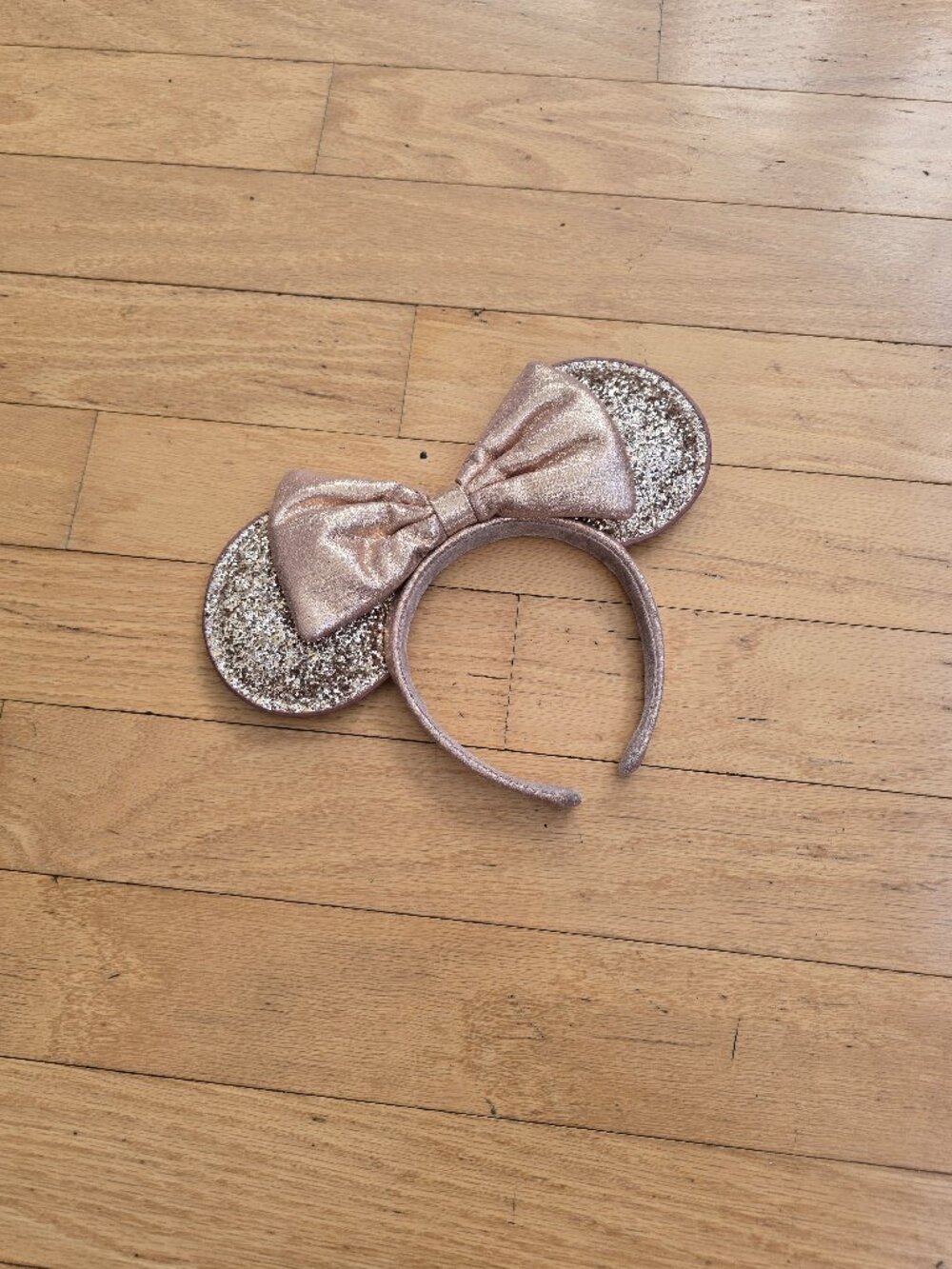 Disney Parks | Minnie Mouse Rose Gold Glitter Sequin Bow Headband Ears